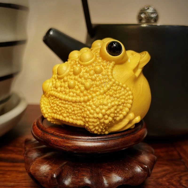 黄杨木雕Q版七星金蟾 创意文玩随身把玩手把件根雕