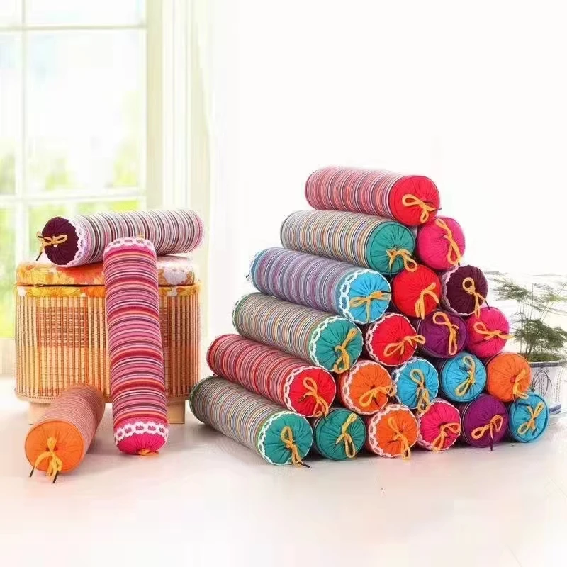 （五妹）老粗布荞麦颈椎枕  粗布条纹糖果颈椎枕