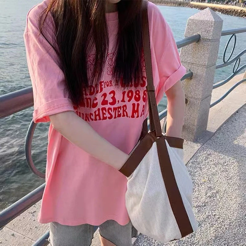 粉色涂鸦夏季t恤韩版潮流正肩短袖 【534】