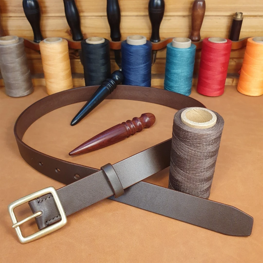 高大威手工定制【女款 纯铜方形日字针扣3.0＋头部手缝头层牛皮】