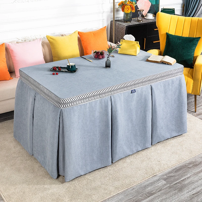 新款烤火罩加厚加绒新款冬季电暖桌罩烤火被纯色长方形电炉罩桌套