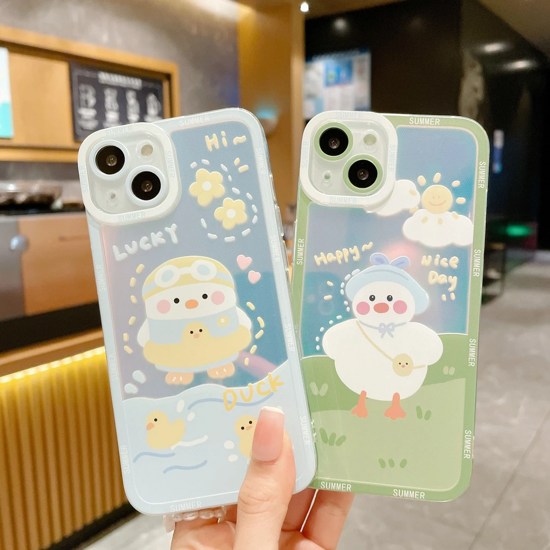 苹果 华为 小米 oppo vivo型号可定制手机壳春游鸭支架软卡通可爱
