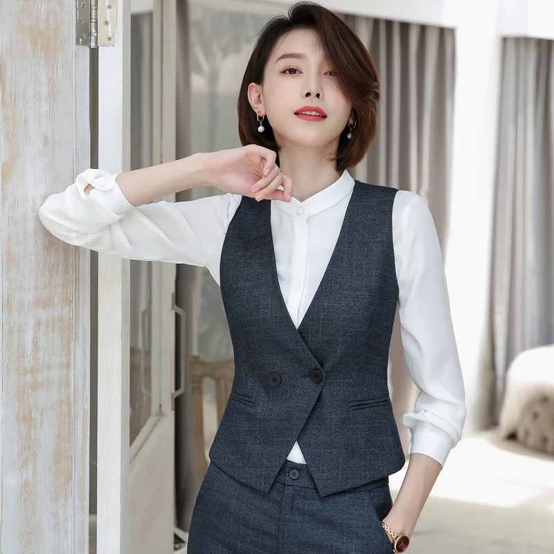西装马甲女士2023春秋季灰色银行马夹背心坎肩外套职业正装工作服