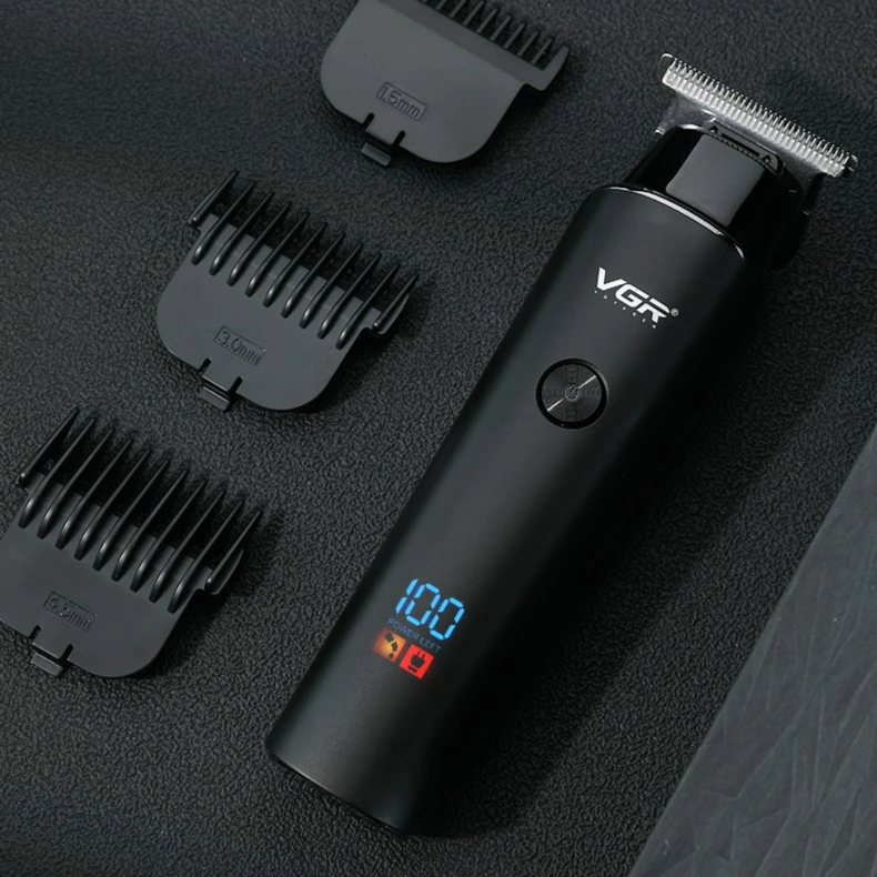 利桥VGR推光雕刻修边刻痕电推剪液晶显示理发器