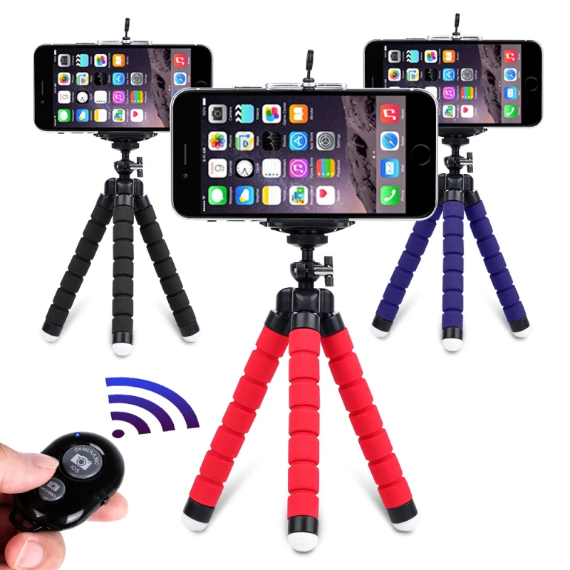 适用苹果iphone华为手机配件多功能自拍蓝牙三脚架八爪鱼支架懒人