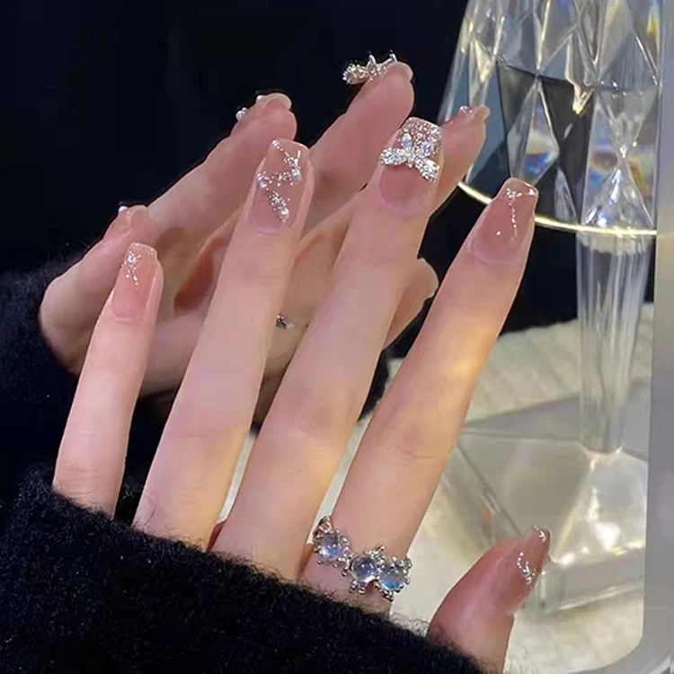 （中长款）蝴蝶结假指甲美甲成品可拆卸穿戴美甲甲片贴指甲穿戴甲