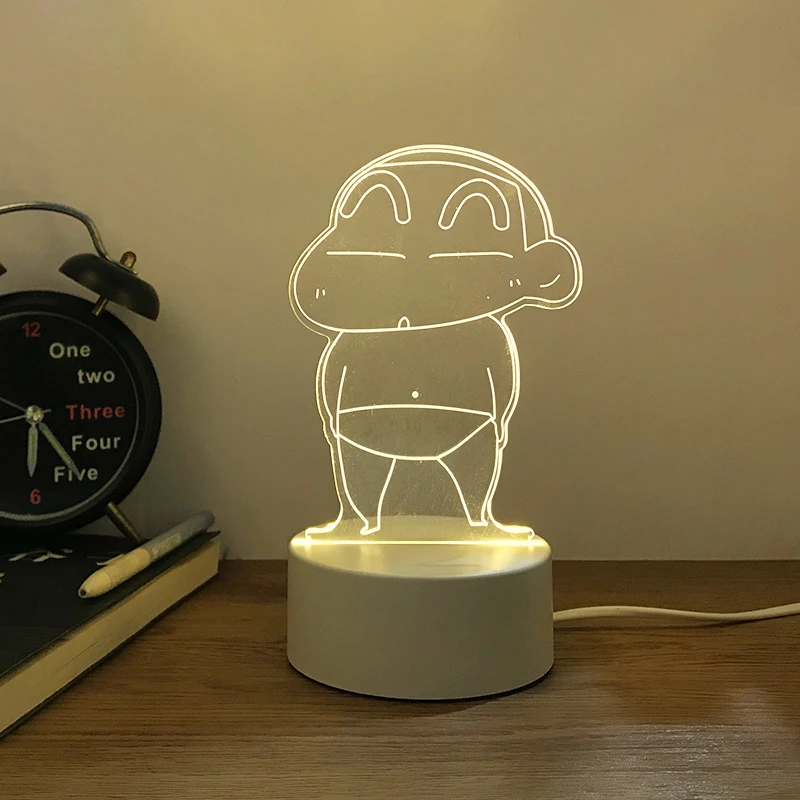 蜡笔小新小夜灯插电USB床头灯创意少女卡通3D台灯卧室LED礼物学生