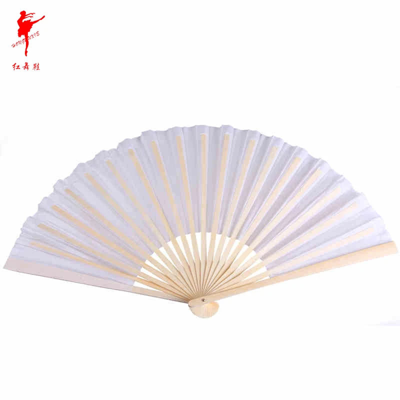 红舞鞋书生折扇子双面古典舞中国风民间跳舞白色扇子易开合9036