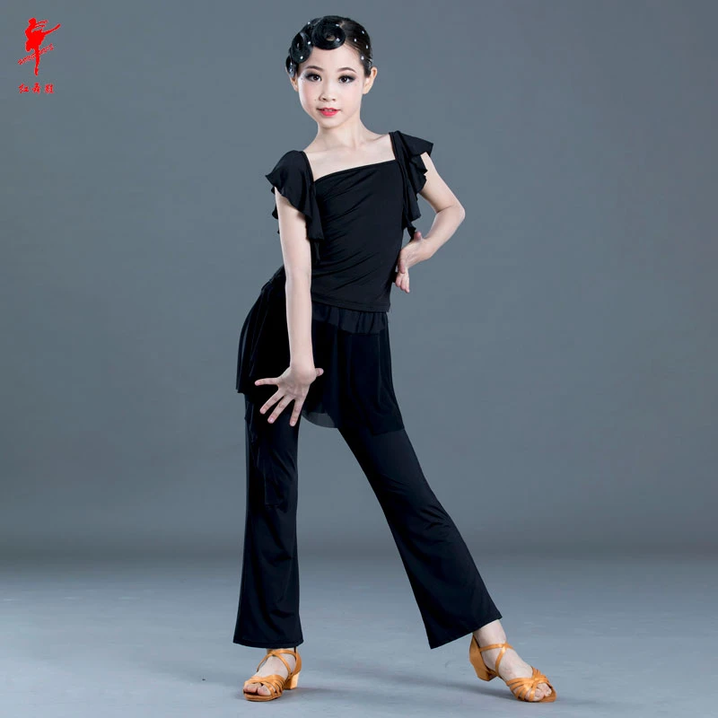 红舞鞋舞蹈裙裤女儿童黑色拉丁舞长裤运动练功裤形体训练裤子2903