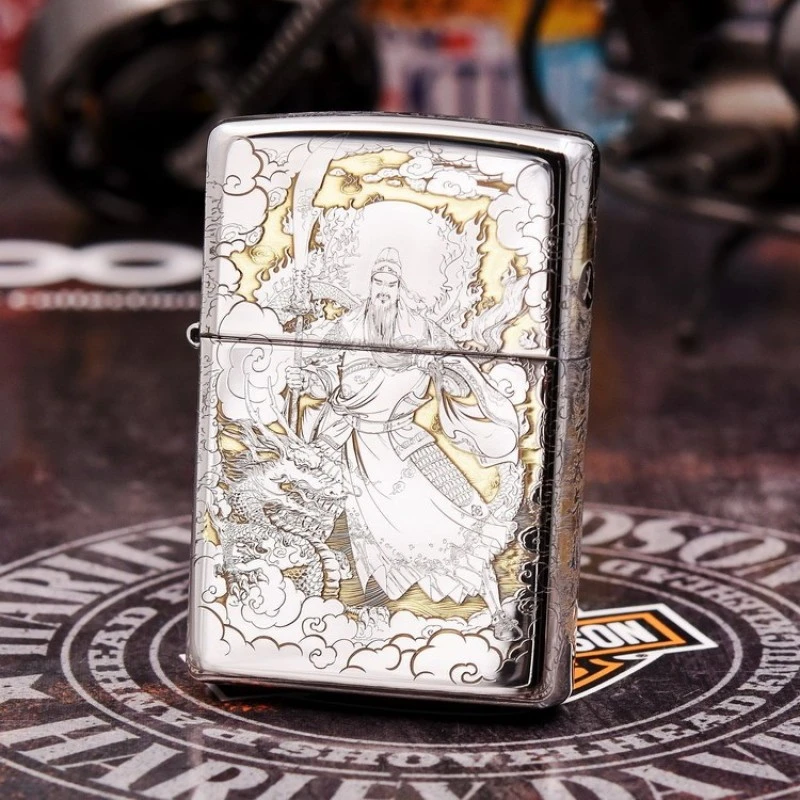 ZIPPO/之宝打火机DIY精细雕刻205五面精雕关羽常规打火机DYH1X1