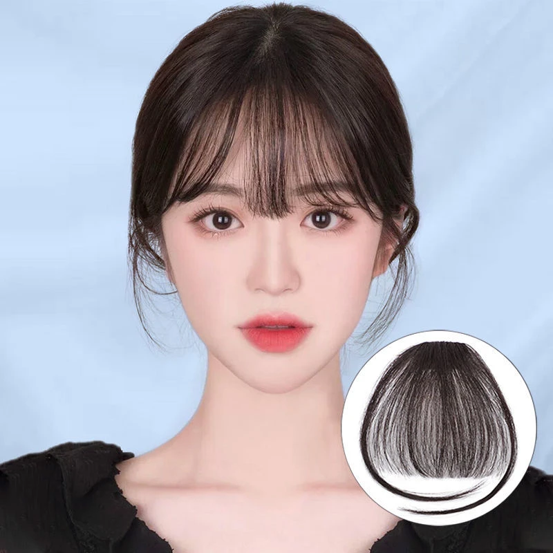 网红空气刘海假发女真发假发片超薄假刘海女圆脸隐形自然色刘海