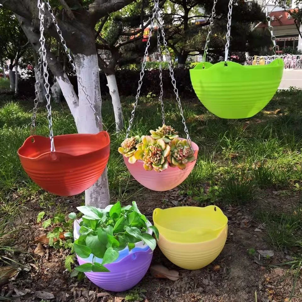 垂吊挂式pp树脂塑料花盆吊盆挂盆吊兰花盆彩色绿萝盆栽挂式小花盆