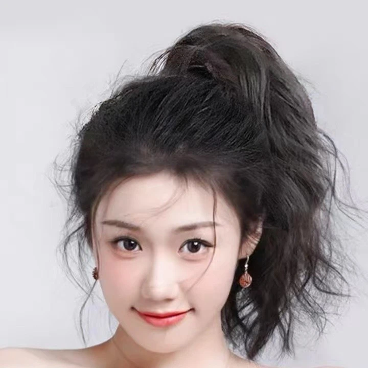 假发女马尾网红韩式抓夹梨花卷自然无痕仿真发短发高马尾麻花辫子