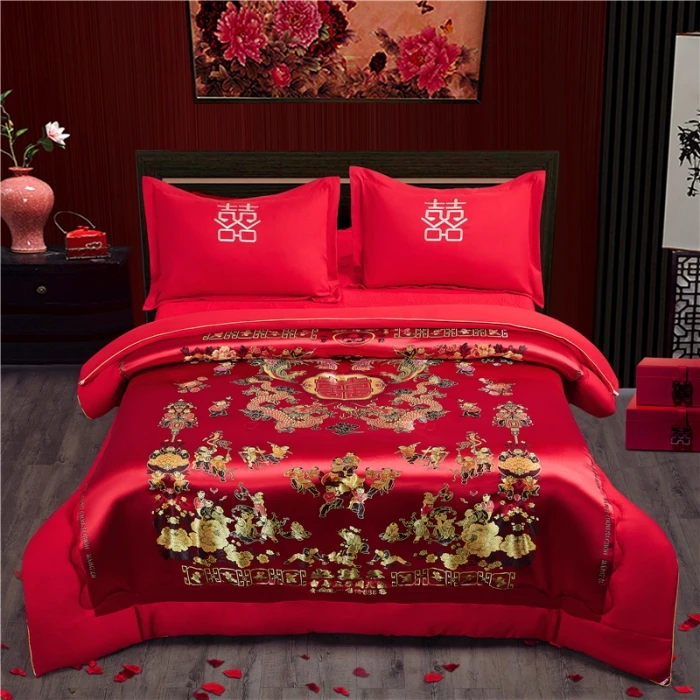 九叶家纺新款精美贡缎婚庆喜被（单被子一条装）