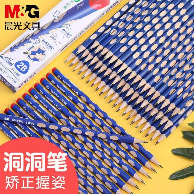 M&G/晨光文具洞洞矫姿书写铅笔学生2BHB初学纠正铅笔三角洞洞笔