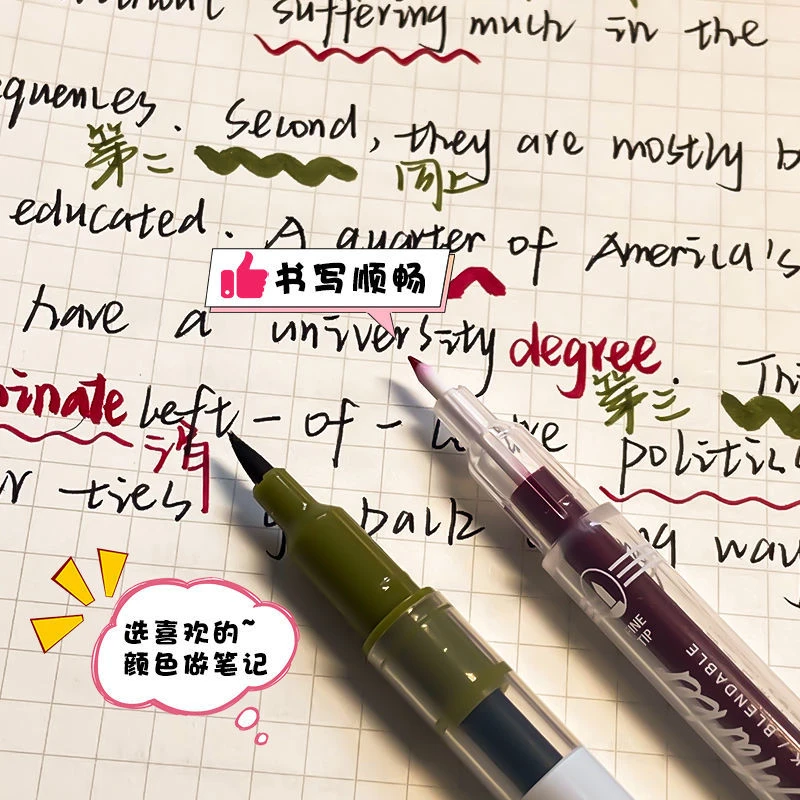 点石小红书同款2001双头批改红笔克莱因蓝勾线记号粗笔学生水彩笔
