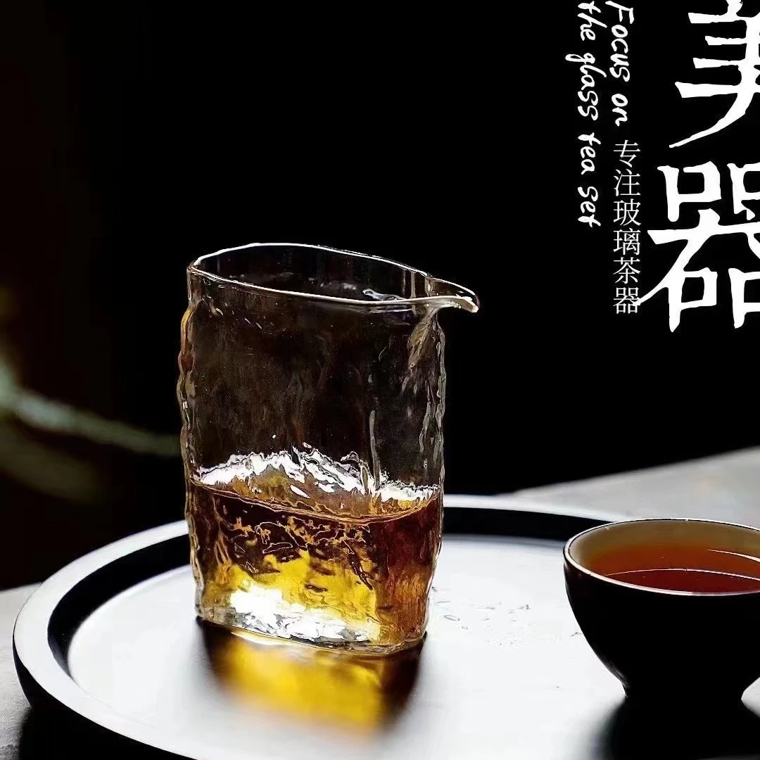 方形玻璃公道杯日式锤纹四方公杯加厚大号匀杯茶海茶具分茶器