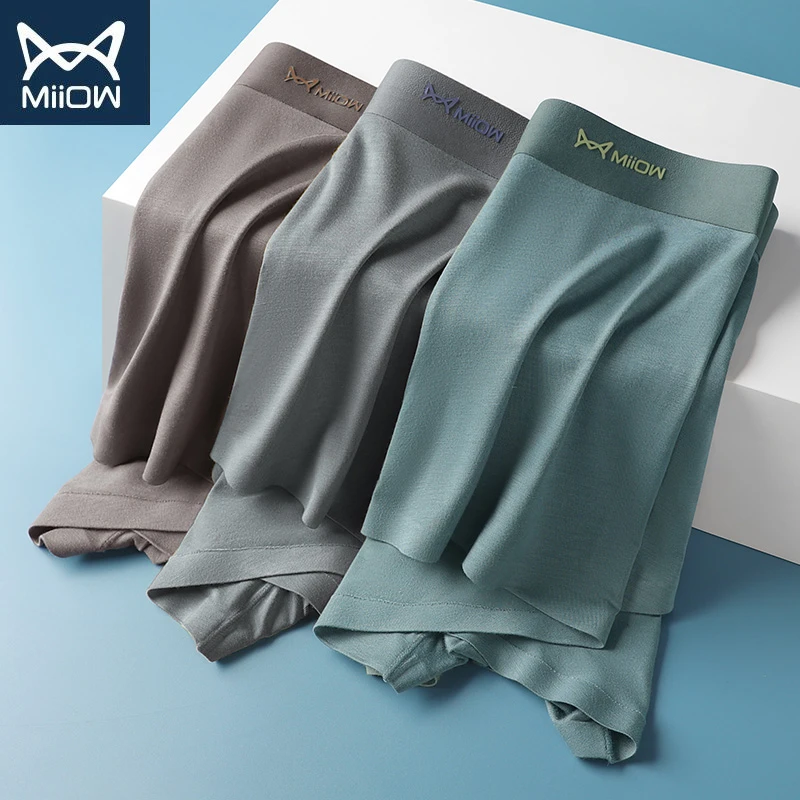 MiiOW/猫人莫代尔棉裆吸汗透气柔软短裤平角裤四角男士无痕内裤