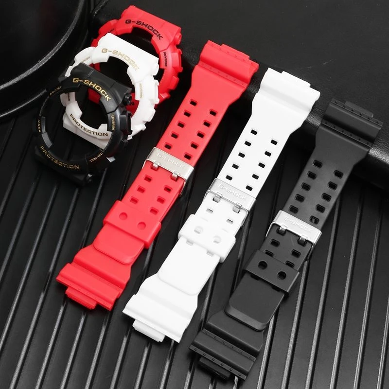 适配卡西欧G-SHOCK GD GA GLS100 110 120磨砂硅胶替换表壳手表带