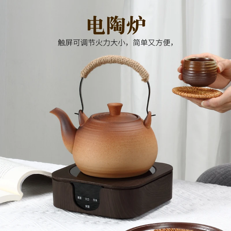 家用陶壶功夫茶具中式烧水壶粗陶茶壶陶瓷可以明火大水壶户外炭炉