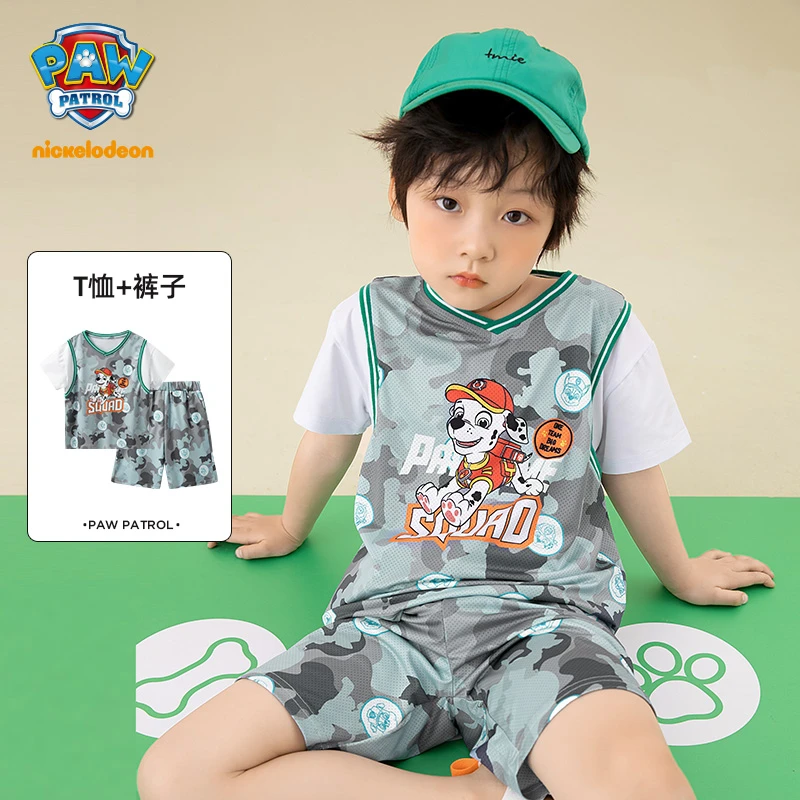 汪汪队儿童短袖套装夏季薄款男女宝宝运动休闲透气网眼球服2件套