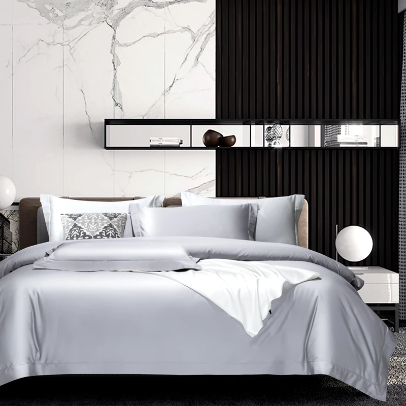 四件套高档全棉纯棉纯色简约五星级酒店床上用品丝滑