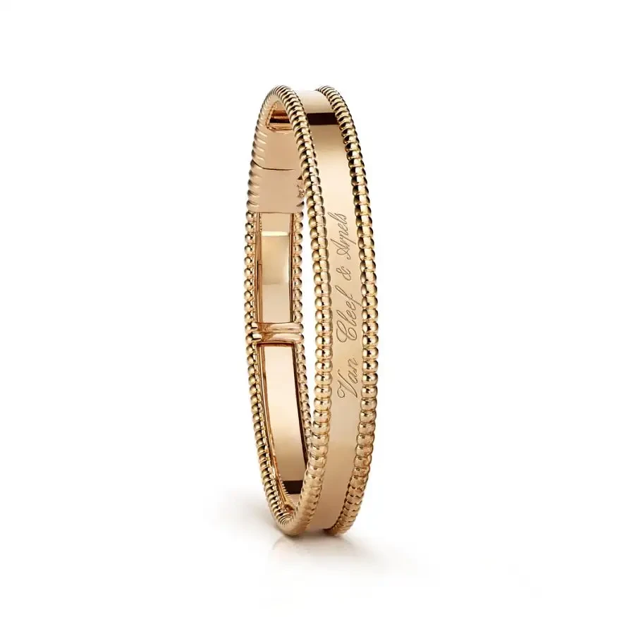 99新 梵克雅宝 Perléesignature系列 玫瑰金阿拉伯签名万花筒手镯