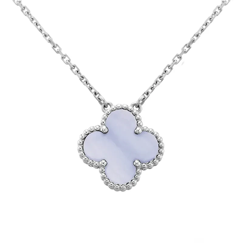 未使用 梵克雅宝 Vintage Alhambra系列 白金紫玉髓四叶草项链