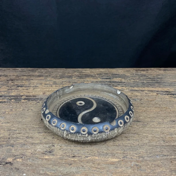 山西青石民俗石雕“八卦烟灰缸”茶室摆件客厅摆件