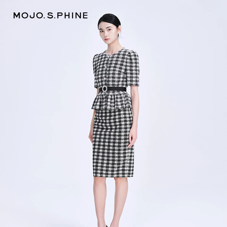 MOJO.SPHINE-MJDB02WSK701B11半裙连衣裙千鸟格格纹半身裙格子A字