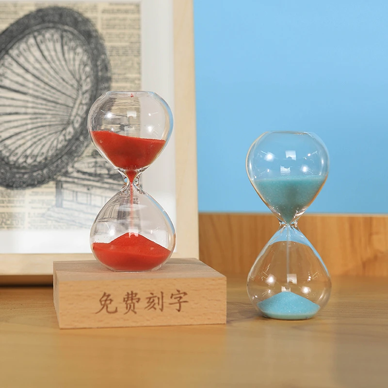 北欧几何创意纯手工桌面摆放玻璃小沙漏计时器三分钟朋友送礼刻字