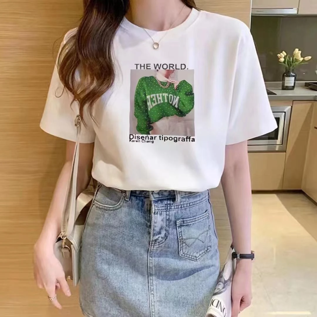 高温烫钻短袖，经典清秀百搭休闲