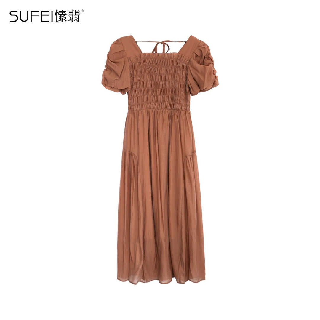 SUFEI/愫翡S22QZ0247A 百褶长款连衣裙0247