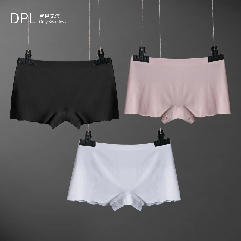 DPL 4条装无痕冰丝女士平角内裤安全裤棉质裆防走光大码底裤夏薄