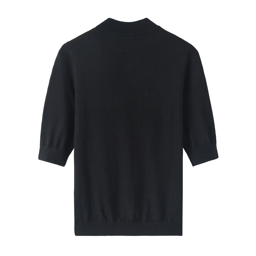 精纺羊毛半高领中袖女套衫，鄂尔多斯市产