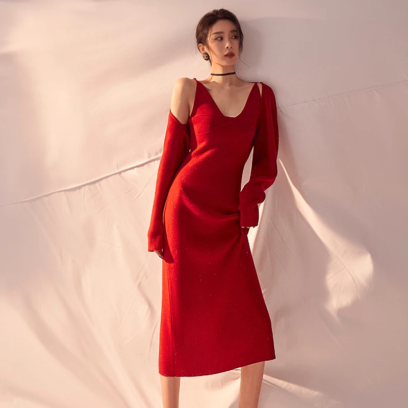 nana胶囊系列性感v领裙针织衫C201299MY4