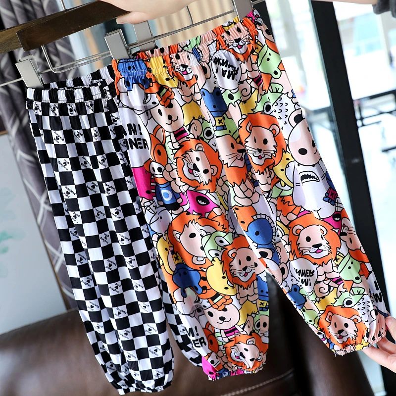 宝宝防蚊裤夏季薄款男女小童人造棉灯笼裤儿童洋气棉绸空调裤1660