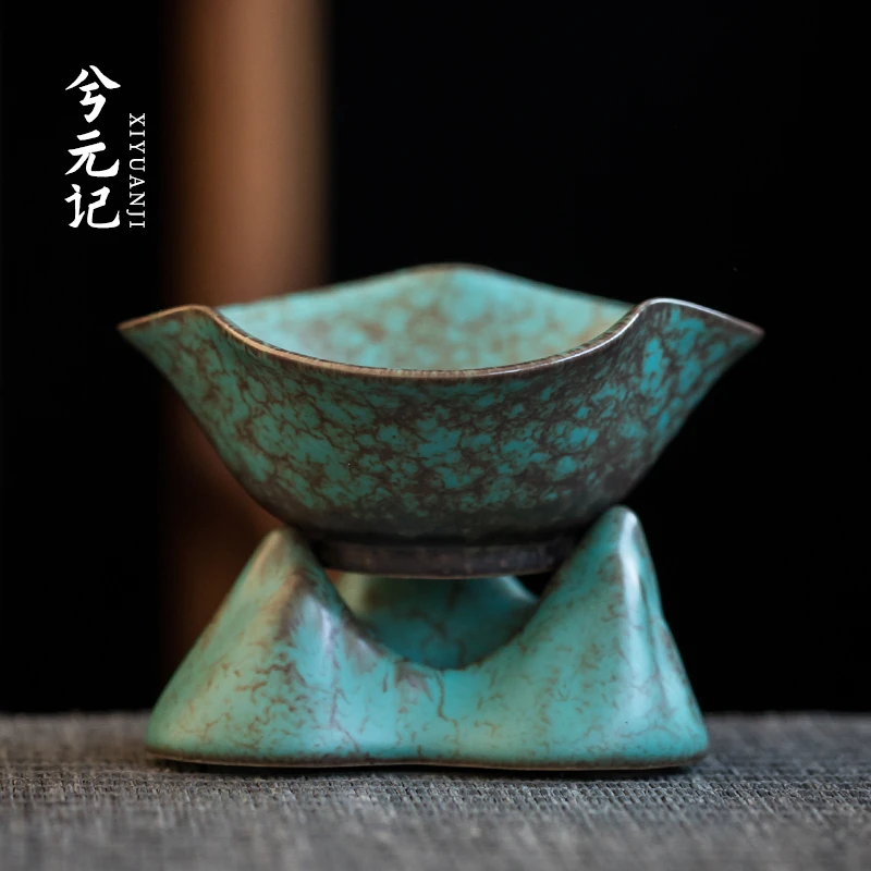 孔雀绿茶漏泡茶神器茶叶过滤器茶水分离器陶瓷一体茶滤高档茶隔