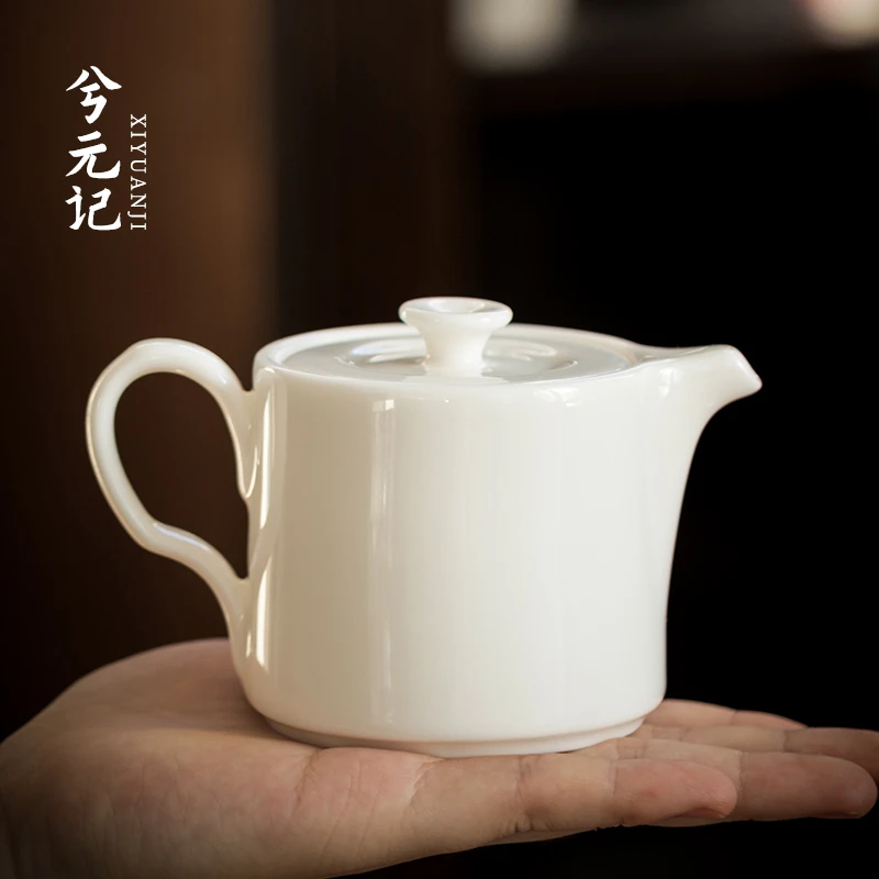 德化羊脂玉瓷泡茶壶 家用白瓷小号单壶 简约手工陶瓷单个功夫茶具