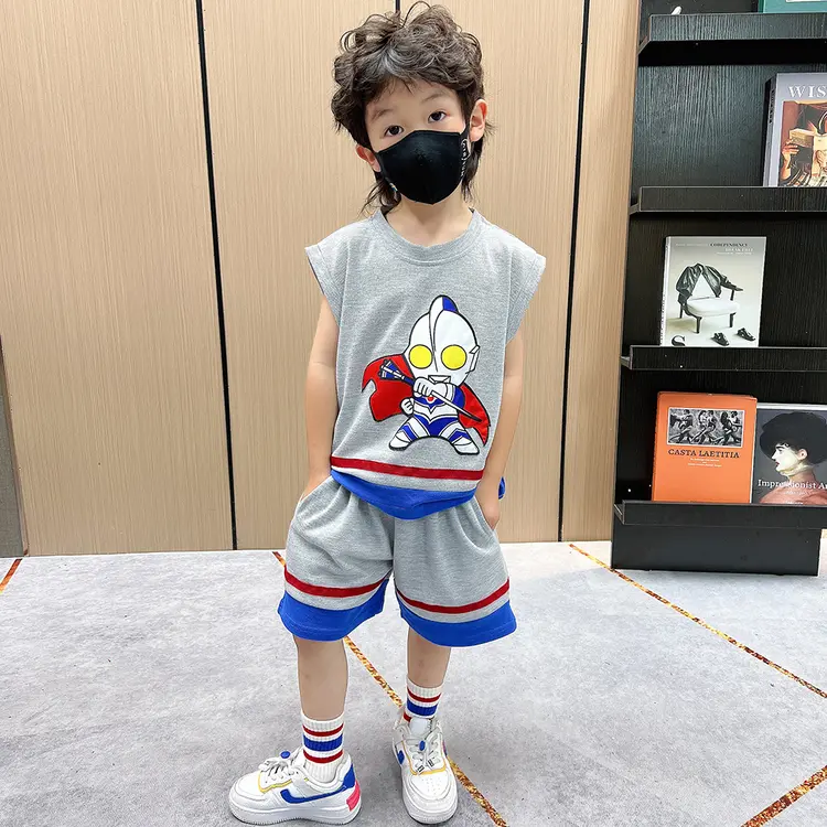 奥特曼联名款童装帅气休闲儿童新款夏季宝宝无袖套装90-150