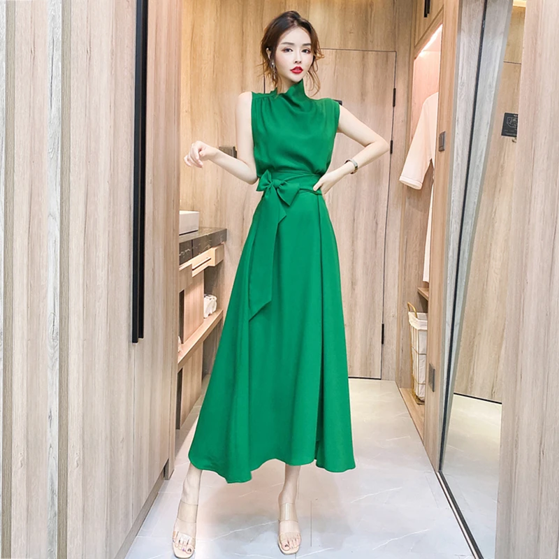 夏装2023新款法式名媛设计感小众气质女神范无袖修身长裙连衣裙女