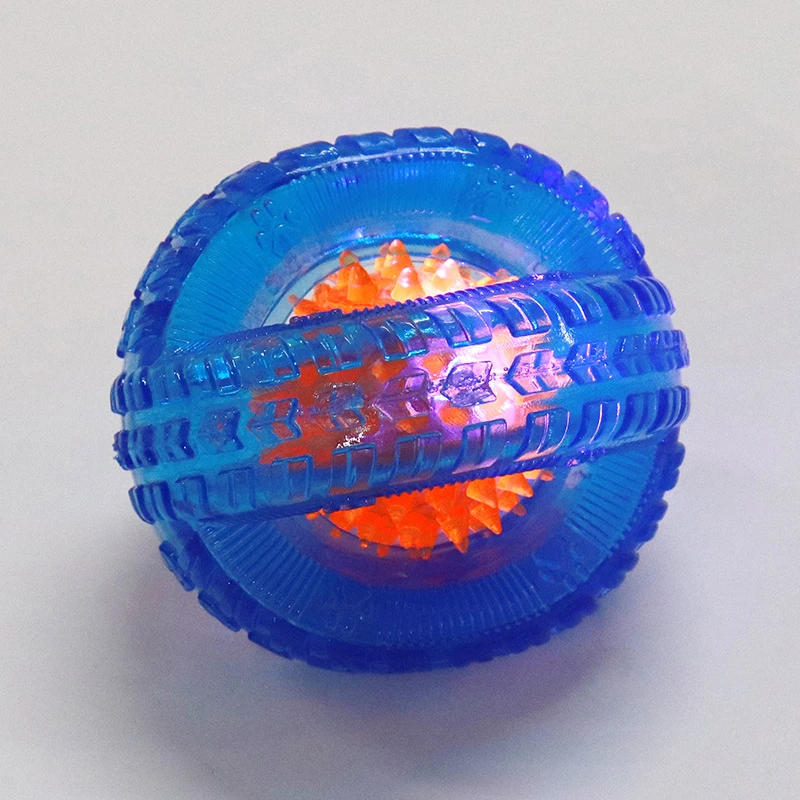 新款LED发光宠物玩具狗狗磨牙洁齿抛掷弹力球 耐咬互动玩具磨牙球