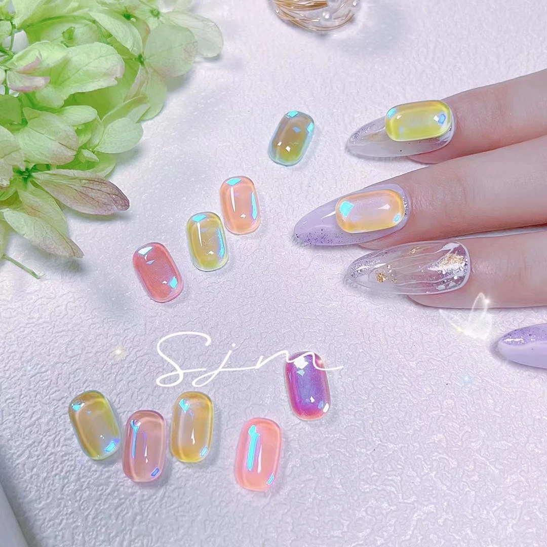 美甲用品新款极光彩色平底异形钻8x13mm马卡龙极光钻冰块钻冰透钻