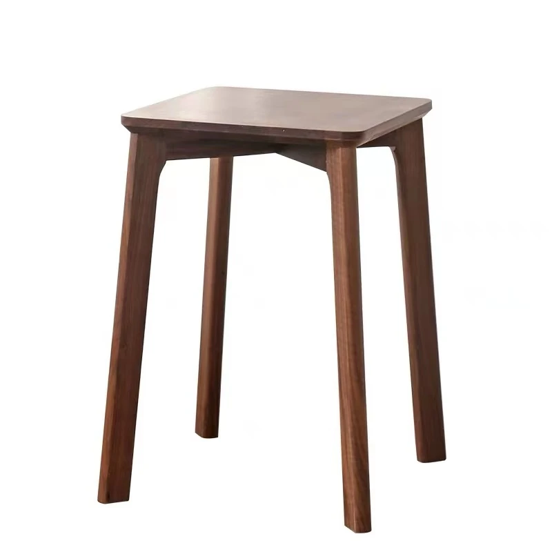 北欧简约黑胡桃木全实木梳妆凳原创设计家用小方凳化妆凳餐桌凳子