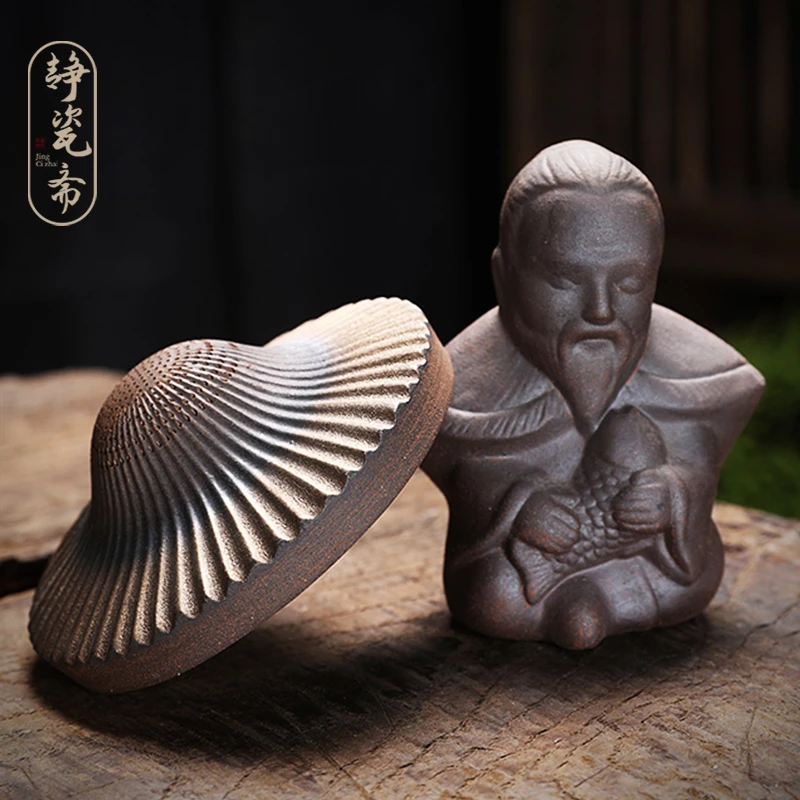 静瓷斋粗陶茶漏过滤陶瓷茶滤茶漏器茶滤网茶漏托茶漏架茶配件