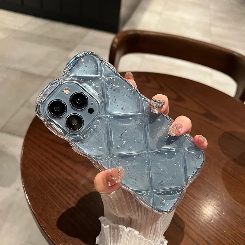 【苹果】菱格透明银箔适用于iphone13手机壳新款12proMax网红11女