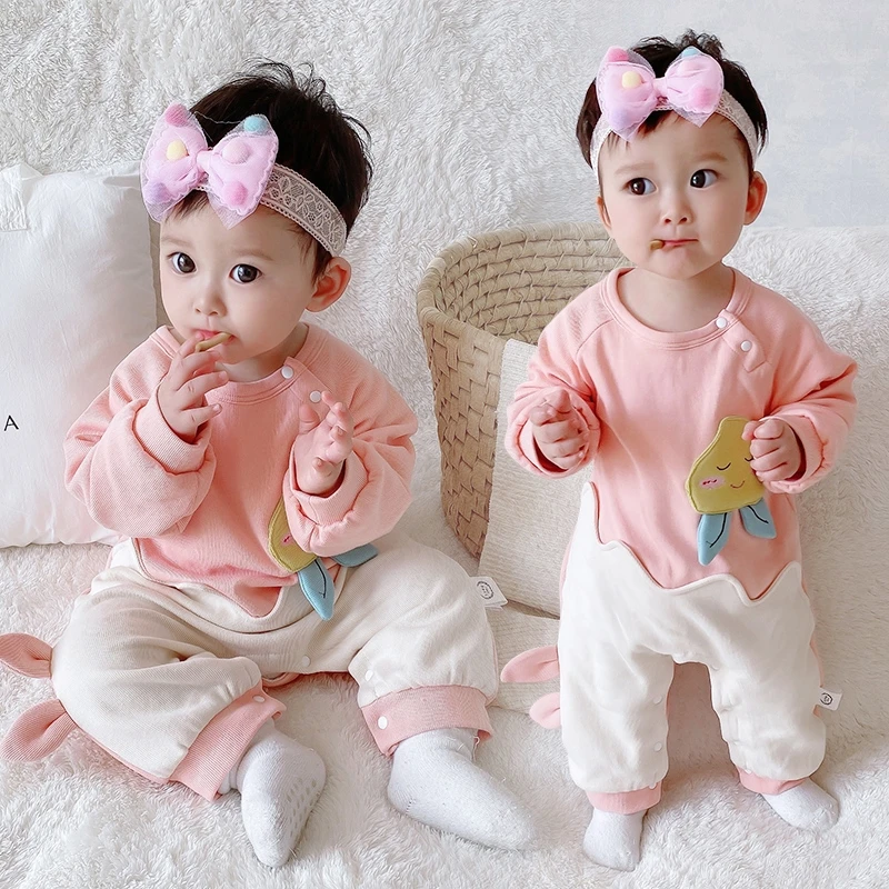 【多米牛】甜香水果春秋款桃子长袖哈衣