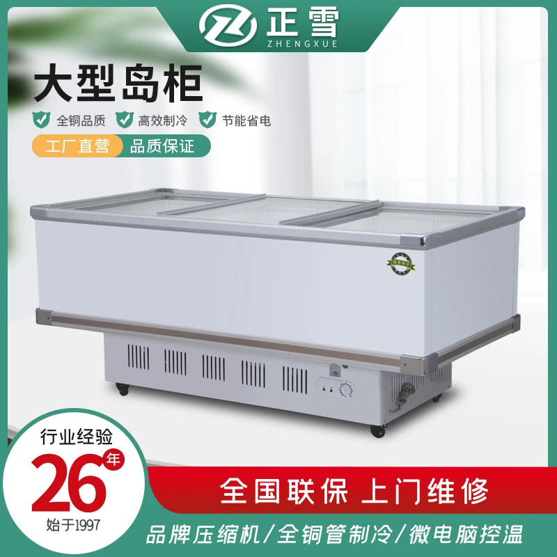 正雪丸子汤圆水饺海鲜雪糕速冻大型岛柜超市组合柜卧式商用冷冻柜