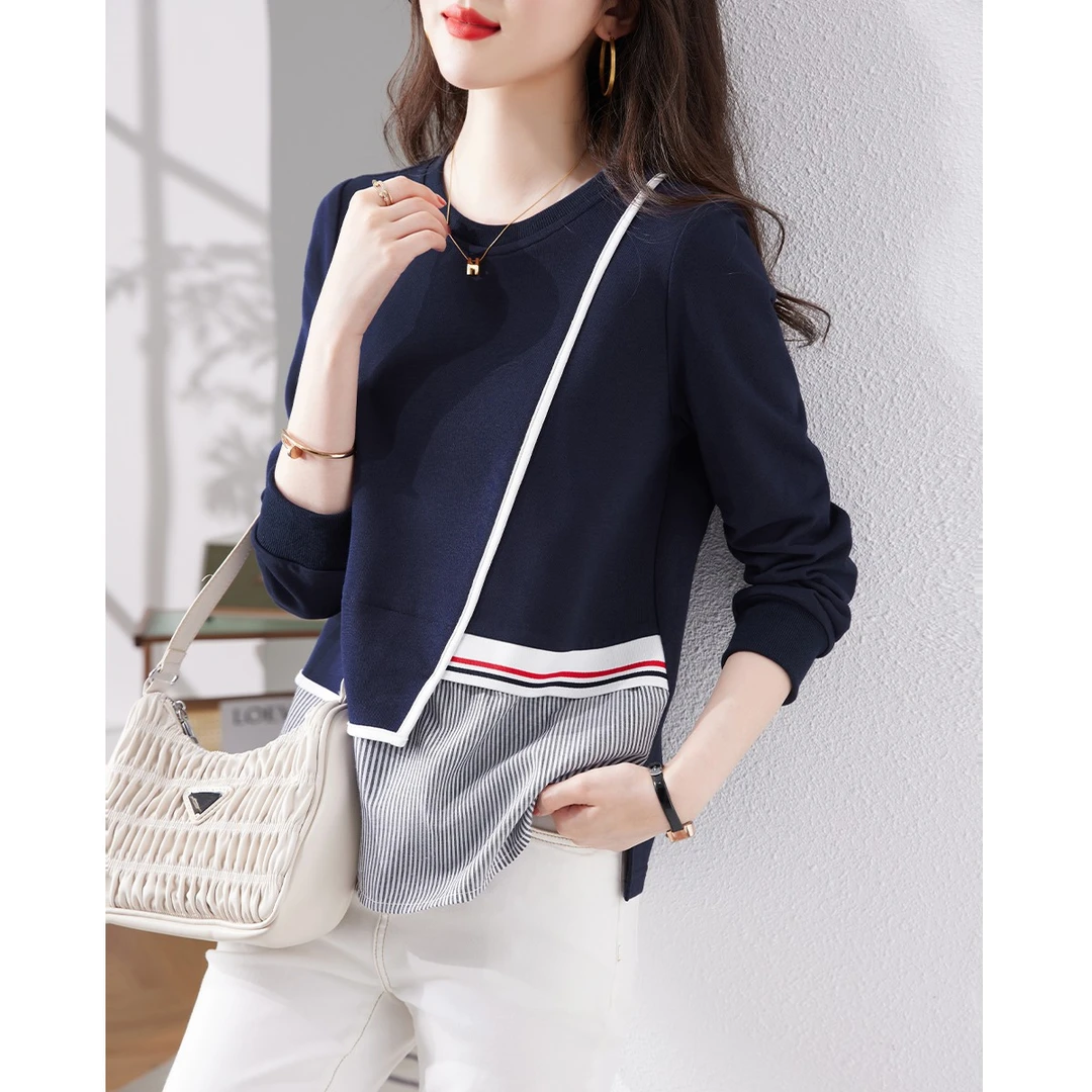 XWI/欣未时尚卫衣女2023年秋季新款显瘦修身气质优雅百搭宽松上衣