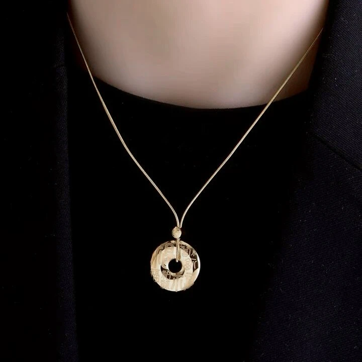 FX-625 时尚潮酷国风几何圆环平安扣吊坠项链女配饰锁骨链